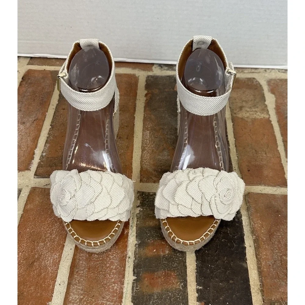 Women's 8 Sandal Shoe Franco Sarto Wedge Clemens Platform Espadrille Flower